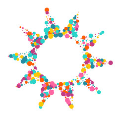 Multicolored Dot Effect Vector White Background.