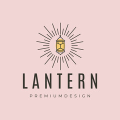 sunburst arabian lantern line art logo vector symbol illustration design