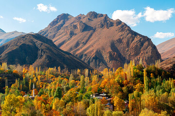 Obraz premium beautiful village decorated with autumn colors