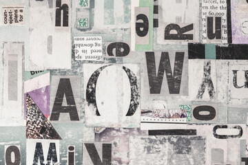 Creative Handmade Abstarct Background Made of Newspaper and Magazine Pieces