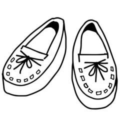 ピンクのラバーソールの線画イラスト