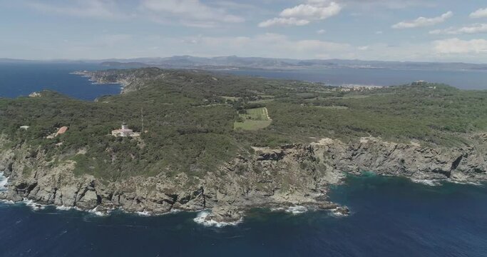 Aerial view of Iles d'Hyeres, French Island on a sunny, beautiful day.