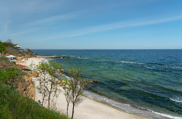 Odessa sea beach Arcadia landscape in spring, Ukraine