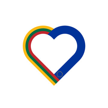 recommend clip art: unity concept. heart ribbon icon of lithuania and european union flags. vector illustration isolated on white background