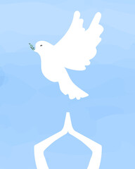 Peace dove with olive branch. Symbol of purity and freedom. Perfect for cards, gifts for the holidays and special occasions.