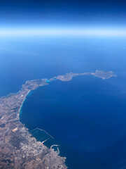 Aerial view of the port of Porto Torres and Asinara Island in Sardinia