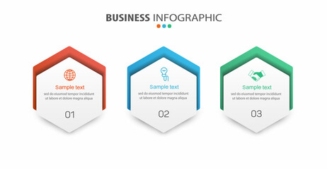 Business infographic design template with 3 options, steps or processes. Can be used for workflow layout, diagram, annual report, web design 