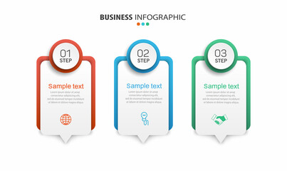 Business infographic design template with 3 options, steps or processes. Can be used for workflow layout, diagram, annual report, web design 