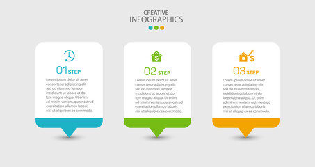 Business infographic design template with 3 options, steps or processes. Can be used for workflow layout, diagram, annual report, web design 