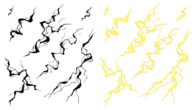 雷のエフェクトのイラスト素材セット