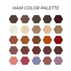 Hair Color palette blond, brown hair, brunet. Teplate for Illustrator.