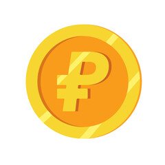 Simple Vector Golden Russian Ruble Icon Logo