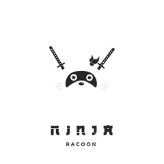 Ninja raccoon logo illustration © Ricky