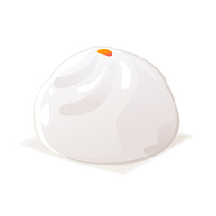Steamed bun isolated on white background. Vector illustration of Chinese food.