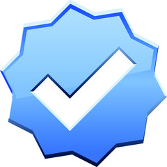 Star blue checkmark vector icon