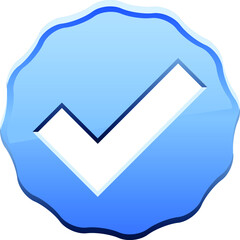 Rounded point star blue check mark button