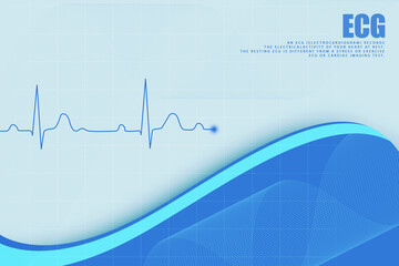 Heart with cardiogram - 2D illustration
