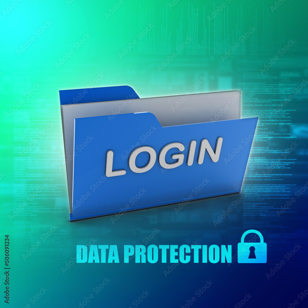 Poster 3d rendering folder login concept