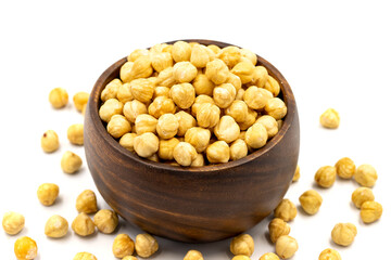 Roasted hazelnut nut isolated on white background. Organic nuts. close up