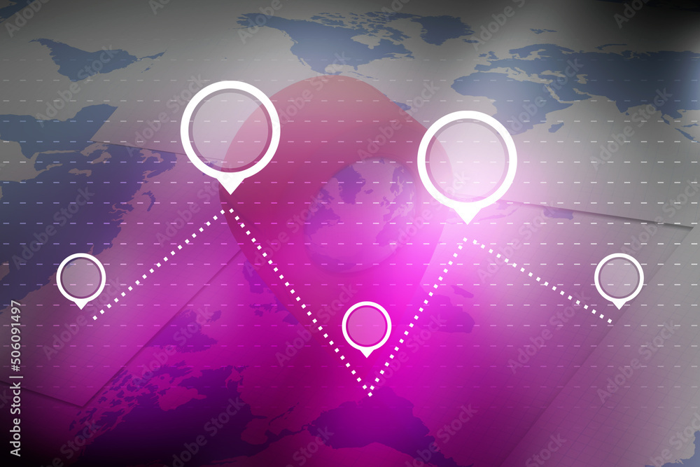 Poster 2d rendering Red map pointer
