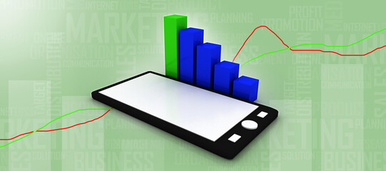 3d rendering Stock market online business concept. business Graph on mobile
