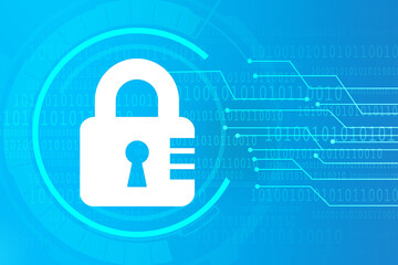 2d illustration Safety concept: Closed Padlock on digital background
