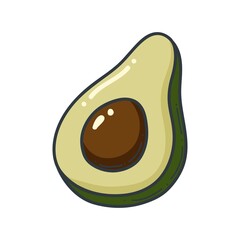 Avocado doodle outline icon. Logo organic fruit and vegetable isolated illustration.