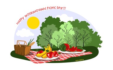 International and national picnic day vector illustration.