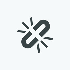Unlink vector icon. Isolated broken link icon vector design. Designed for web and app design interfaces.