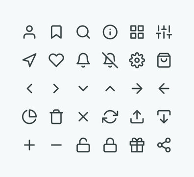 User interface vector icon set. Isolated linear style icon vector design. Designed for web and app design interfaces.