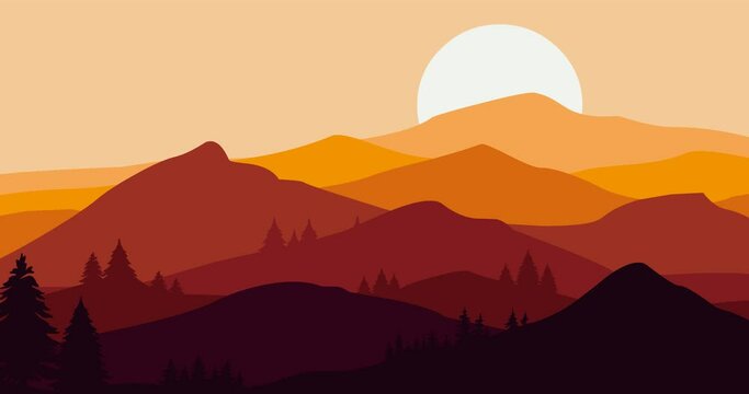 beautiful young mountain nature parallax animation video