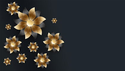 shiny golden flowers design with text space