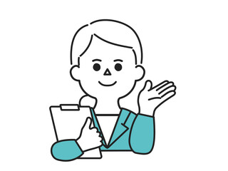 案内のポーズのビジネスウーマン
