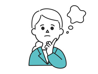 考えているポーズのビジネスウーマン
