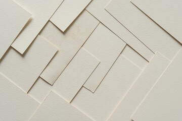 old, blank, watercolor paper post-cards viewed from above