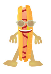 Fototapeta premium Hot dog character. vector illustration