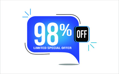 98% off blue balloon. Wholesale buy and sell banner. Limited special offer