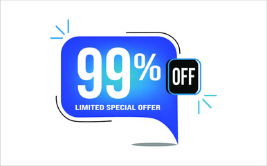 99% off blue balloon. Wholesale buy and sell banner. Limited special offer
