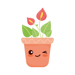 floral houseplant kawaii style