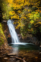 Courthouse Falls slides gently into the lower pool in autumn