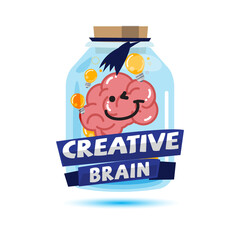 brain in jar. creative concept - vector