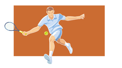 tennis player with racket, vector illustration