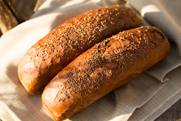 Borodino bread with malt and cumin
