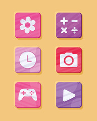 applications signs six icons