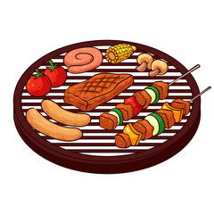 hand drawn barbeque food 2