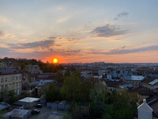 The modern city of Lviv in western Ukraine with ancient European architecture