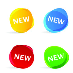 Set of  circle labels with 4 colors, namely yellow, blue, red and green.