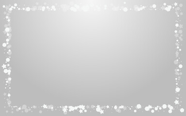 Silver Snowflake Vector Grey Background. Overlay
