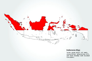 Indonesia Map stripes. Vector illustration Color on White Backgound