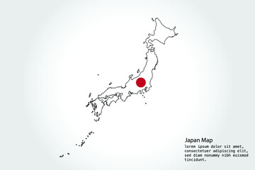 Japan Map stripes. Vector illustration Color on White Backgound